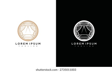 Luxury Stage Curtains Logo Vector Design - Elegant Theater Branding Icon Template.