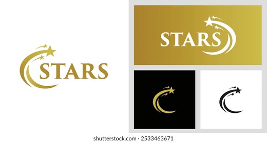 Luxury Star Swoosh Logo-Design mit Erreichen Konzept Idee, Elegante aufsteigende Star Logotype Design