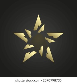 A Luxury star Symbol with gold line stoke vector on dark background, for level, high class, special element, high, top, banner.