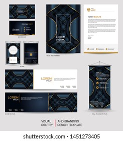 Luxury stationery mock up set and visual brand identity with abstract overlap layers background . Vector illustration mock up for branding, cover, card, product, event, banner, website. 