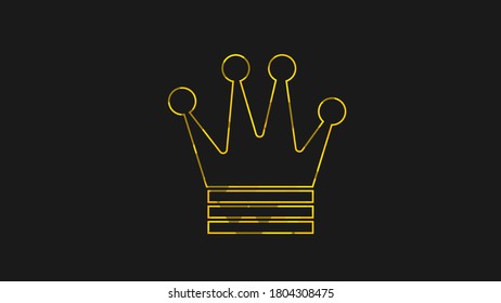 Luxus-Aufkleber Krone Symbol Vektorgrafik mit schwarzem Hintergrund und goldenem Farbliniendesign.