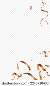 Luxury Streamer Shiny Vector Transparent Background. Carnival Star Plant. Serpentine Party Template. Golden Swirl Poster.
