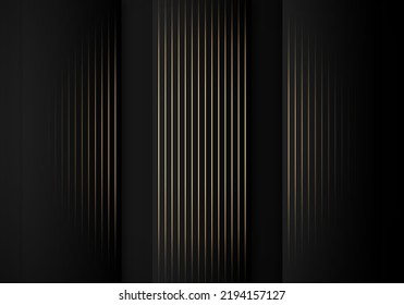 Luxury Stripes Golden Lines Diagonal Overlap on Black Background with Copy Space for Text