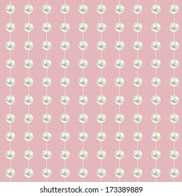 luxury stripped seamless pattern with white realistic pearls on pink background. vector illustration