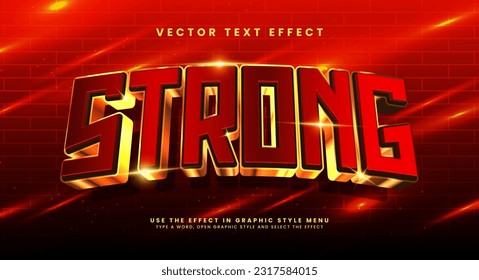 Luxury strong 3d editable vector text effect. Modern concept text effect, with combination red and gold colors.