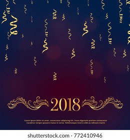 luxury style 2018 happy new year greeting with golden floral decoration