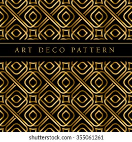 luxury style background. gold square shape vector seamless pattern in ar deco style