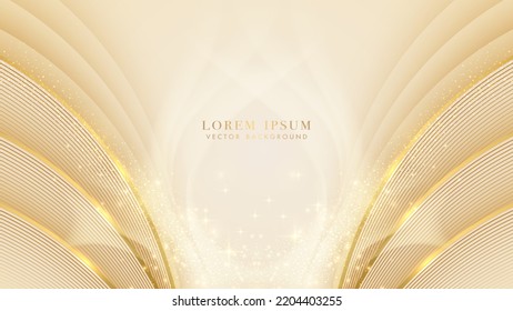 Arrière-plan design de luxe. Courbe dorée, éléments de lignes dorées et décoration brillante et lumineuse. Illustration vectorielle