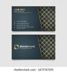 Luxury Style Elegant Golden Business Card Design Template with Arabic Pattern
