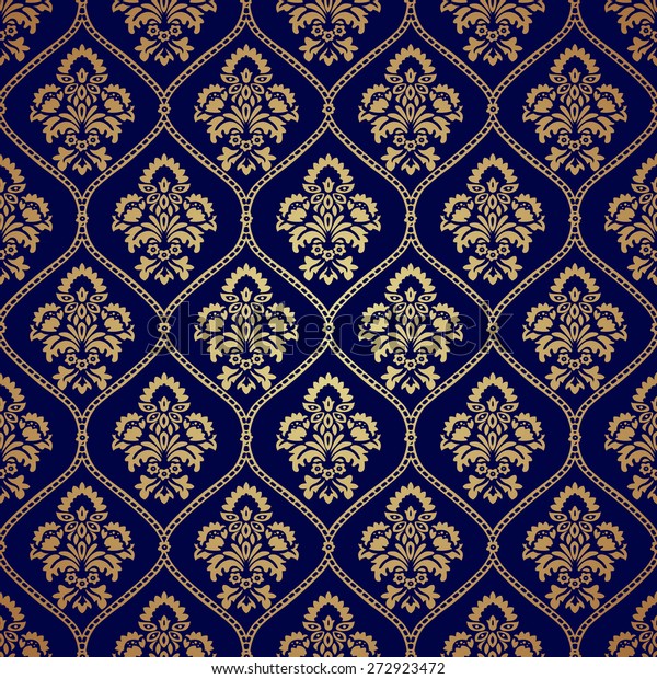 Luxury Style Gold Blue Background Seamless Stock Vector (Royalty Free