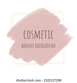luxury style hand drawn pale pastel pink oil painted brush stroke with gold frame for cosmetic banner background digital painting