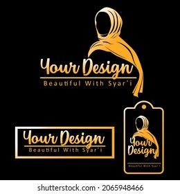 
luxury style hijab logo vector template set