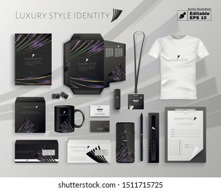 Luxury Style Identity Editable Vector Illustration. Company Name Logo On Stationery Letter Envelope Blank Set. Business Card Print Template. Package Design. Promotional Mug Cup T-shirt