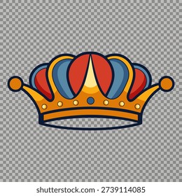 Luxury Style Royal Crown Vector Illustration Isolated on Transparent Background
