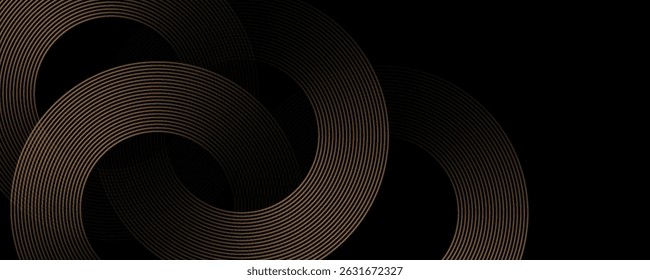 Luxury style wallpaper with line distortion, curved lines, gold. Modern wallpaper design circle for backdrop, website, business, technology,