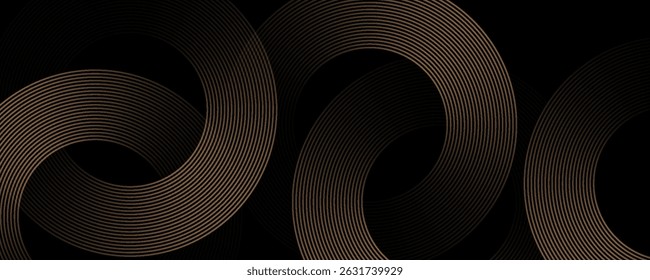 Luxury style wallpaper with line distortion, curved lines, gold. Modern wallpaper design circle for backdrop, website, business, technology,
