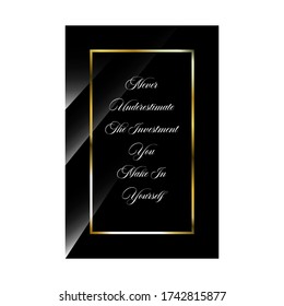 luxury styles positive quotes. never underestimate the investment you make in yourself. beauty elegant inspiring quote vector typography banner design concept on black shine background