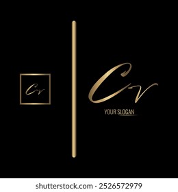 Luxuriöses stylisches CV-Buchstaben-Vektorlogo-Design