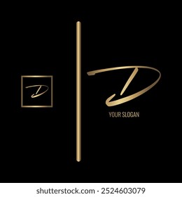 Diseño de logotipo de Vector de letra D con estilo de lujo
