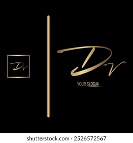 Design de logotipo de vetor de letra DV elegante de luxo