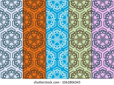 Luxury stylish geometric ornament. seamless pattern. Set of color background. Vector illustration for print.