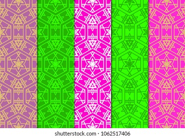 Luxury stylish geometric ornament. seamless pattern. Set of color background. Vector illustration for design and wallpaper.