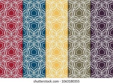 Luxury stylish geometric ornament. seamless pattern. Set of color background. Vector illustration for design and wallpaper.