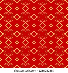 Luxury Stylish Geometry Seamless Pattern Art Deco Background. Texture For Wallpaper, Invitation. Vector Illustration. red gold color.