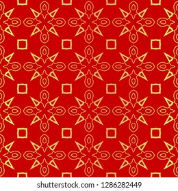 Luxury Stylish Geometry Seamless Pattern Art Deco Background. Texture For Wallpaper, Invitation. Vector Illustration. red gold color.