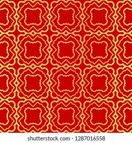 Luxury Stylish Geometry Seamless Pattern Art Deco Background. Texture For Wallpaper, Invitation. Vector Illustration. red gold color.