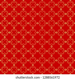 Luxury Stylish Geometry Seamless Pattern Art Deco Background. Texture For Wallpaper, Invitation. Vector Illustration. red gold color.