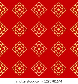 Luxury Stylish Geometry Seamless Pattern Art Deco Background. Texture For Wallpaper, Invitation. Vector Illustration. red gold color.