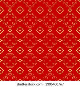 Luxury Stylish Geometry Seamless Pattern Art Deco Background. Texture For Wallpaper, Invitation. Vector Illustration. red gold color.