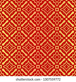 Luxury Stylish Geometry Seamless Pattern Art Deco Background. Texture For Wallpaper, Invitation. Vector Illustration. red gold color.