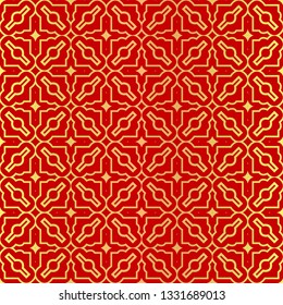 Luxury Stylish Geometry Seamless Pattern Art Deco Background. Texture For Wallpaper, Invitation. Vector Illustration. red gold color.