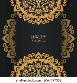 Luxury stylish mandala background pattern design with gold color