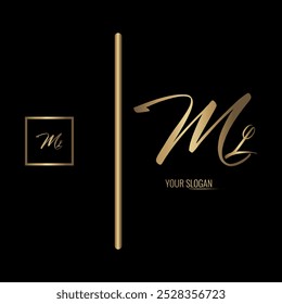 Diseño de logotipo de Vector de letras ML con estilo de lujo