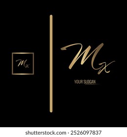 Diseño de logotipo de Vector de letras Mx con estilo de lujo