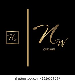 Diseño de logotipo de Vector de letras NW con estilo de lujo