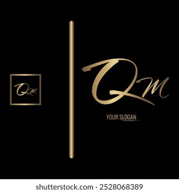 Diseño de logotipo de Vector de letras QM con estilo de lujo