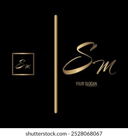 Diseño de logotipo de Vector de letras SM con estilo de lujo