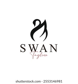 luxury stylish spreading wings swan logo design vector logotype sign illustration