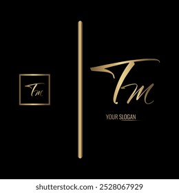 Design de logotipo de vetor de carta TM elegante de luxo