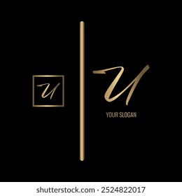 Diseño de logotipo de Vector de letra U con estilo de lujo