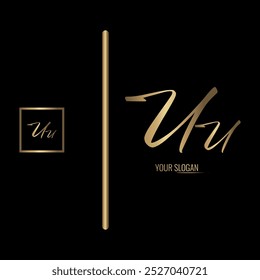 Design de logotipo de vetor de letra UU elegante de luxo