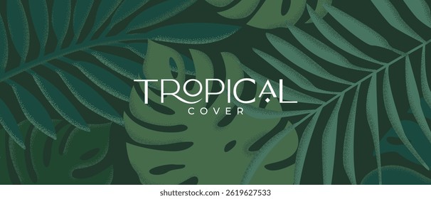 Luxury summer tropical pattern with green monstera and palm leaves.Floral print with tropical plants.Template botanical design for fabric,print,cover,banner, invitation, cosmetics, spa, perfume.Vector