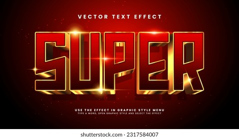 Luxury super 3d editable vector text effect. Modern concept text effect, with combination red and gold colors.