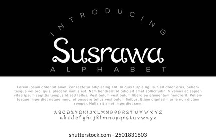 Luxury Susrawa alphabet letters font for logo