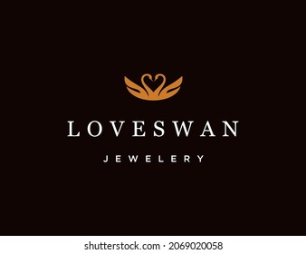 Luxury swan jewellery logo template