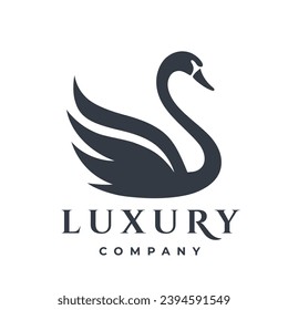 Luxury swan logo. Boutique spa icon. Elegant bird symbol. Vector illustration.